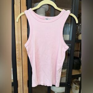 Zara ribbed tank top distressed bubblegum pink cotton fitted tee